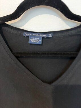 Ralph Lauren Sport Black V-Neck T-Shirt Sz S